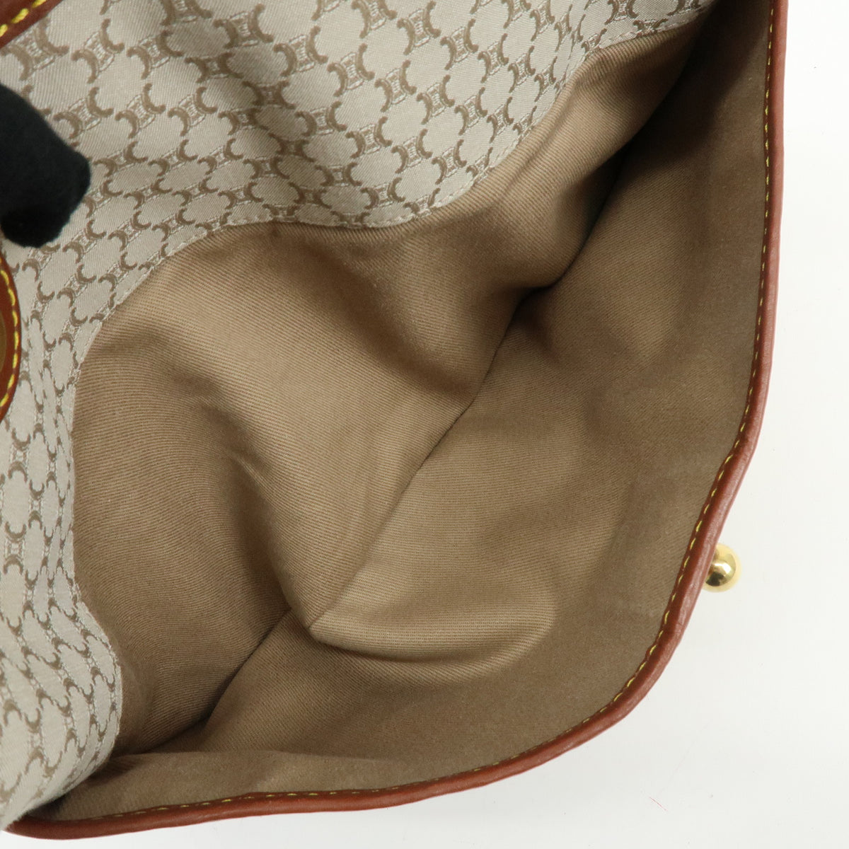 CELINE Macadam Canvas Leather Tote Bag Hand Bag Beige Brown