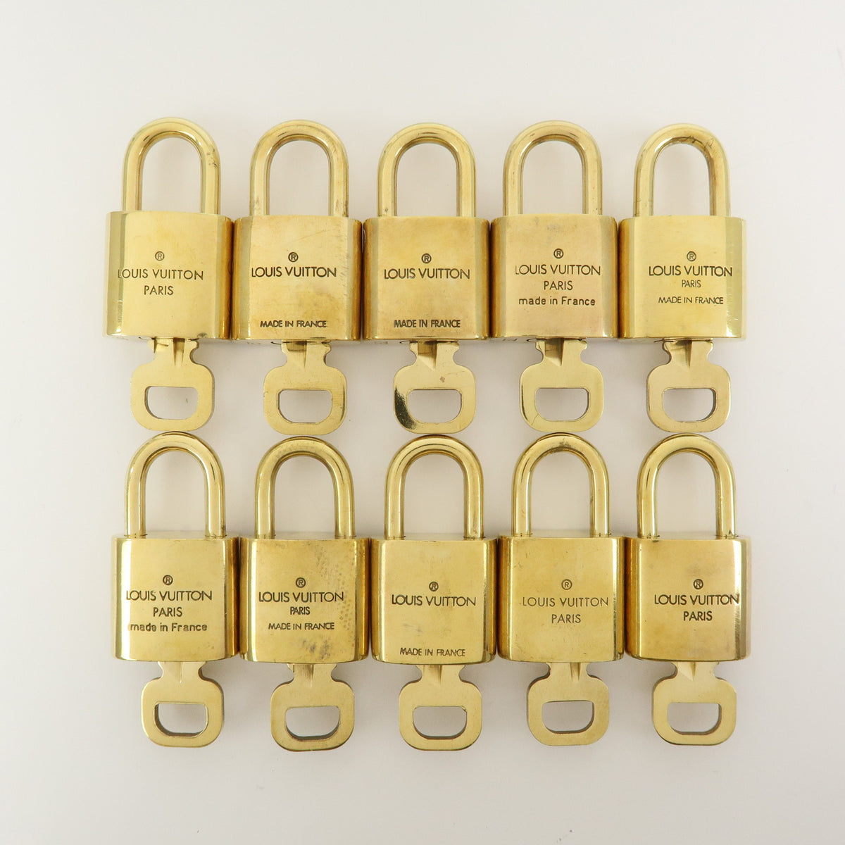 Louis Vuitton Lot of 10 Metal Lock & Key Cadena Key Lock Gold