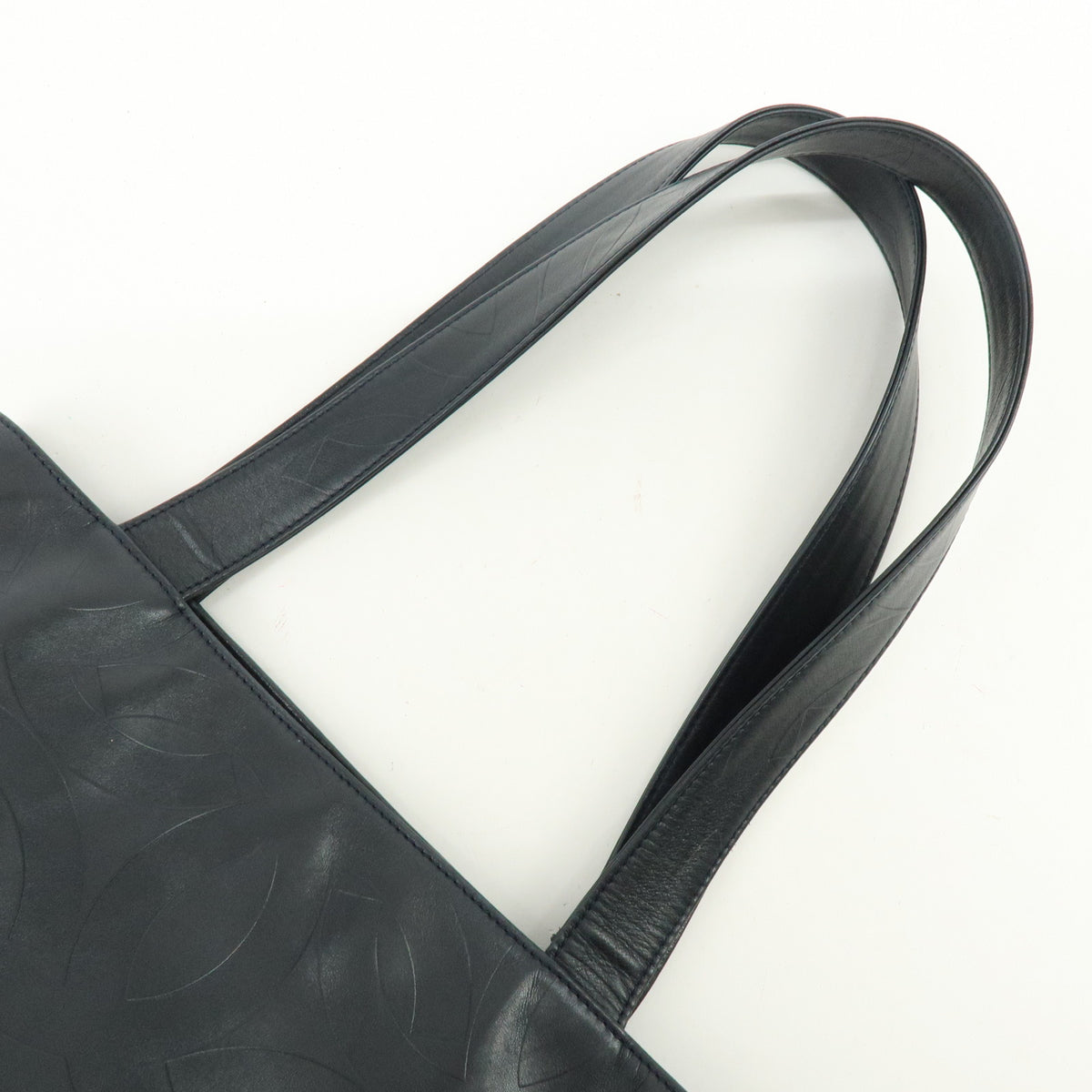 CHANEL COCO Mark Calf Leather Tote Bag Hand Bag Black