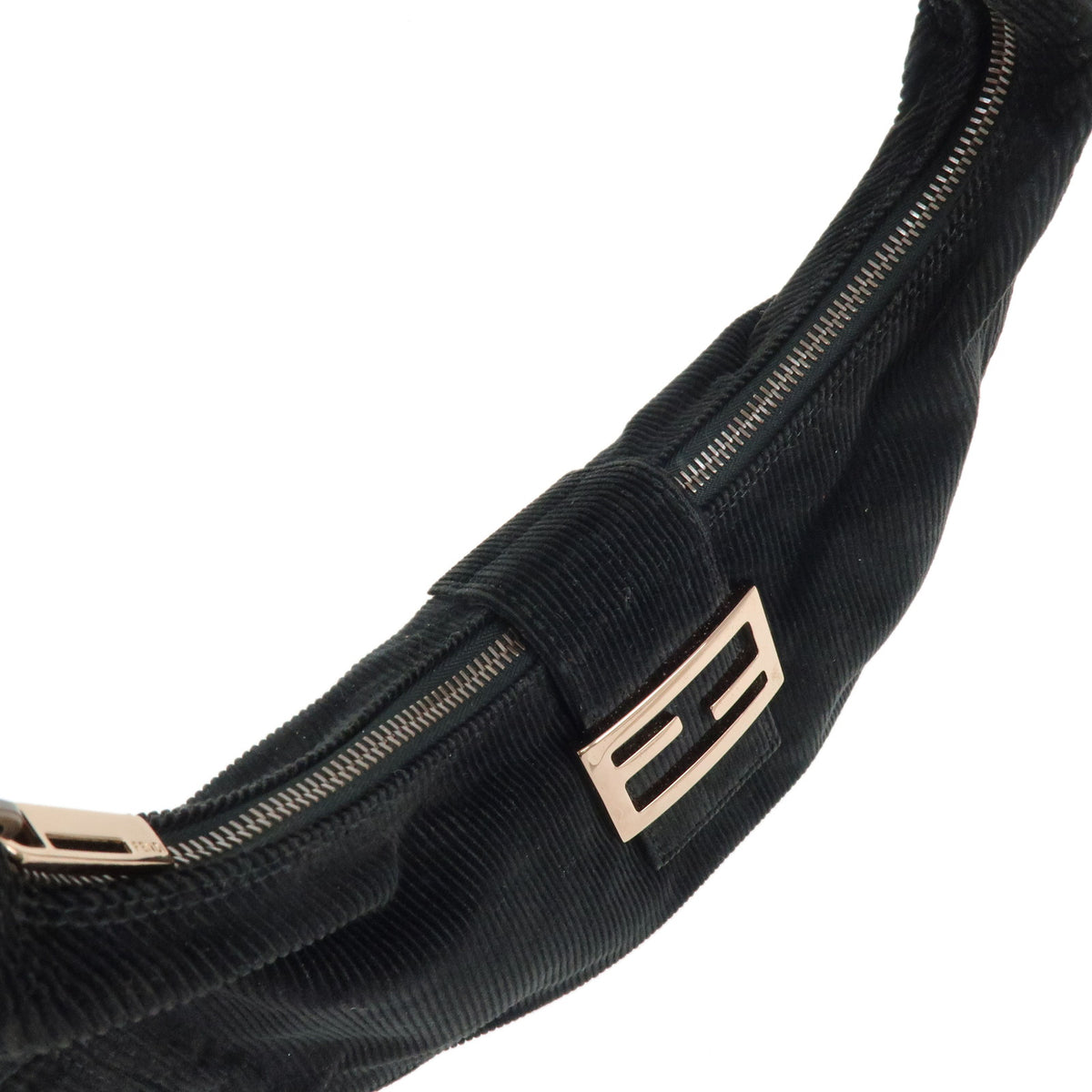 FENDI Corduroy Hand Bag Shoulder Bag Black 8BR020