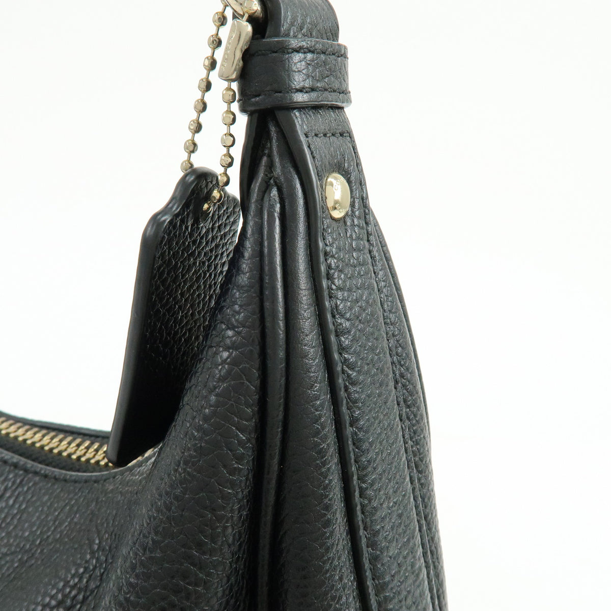 COACH Logo Leather 2Way Shoulder Bag Hand Bag Black
