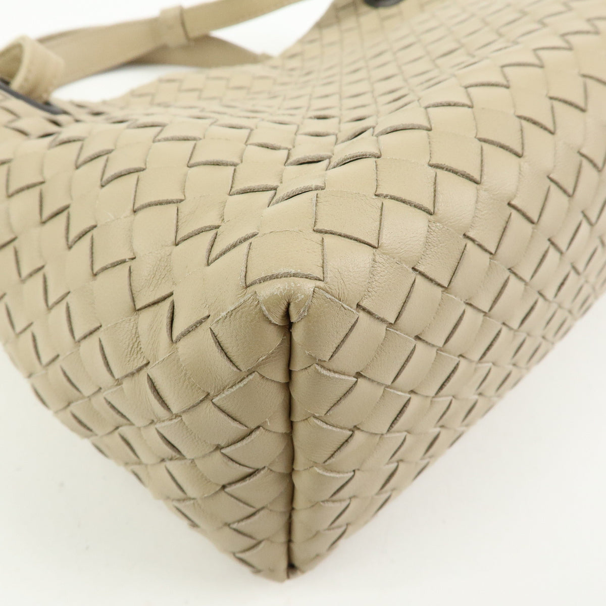 BOTTEGA VENETA Intrecciato Garda Leather Tote Bag Hand Bag Beige