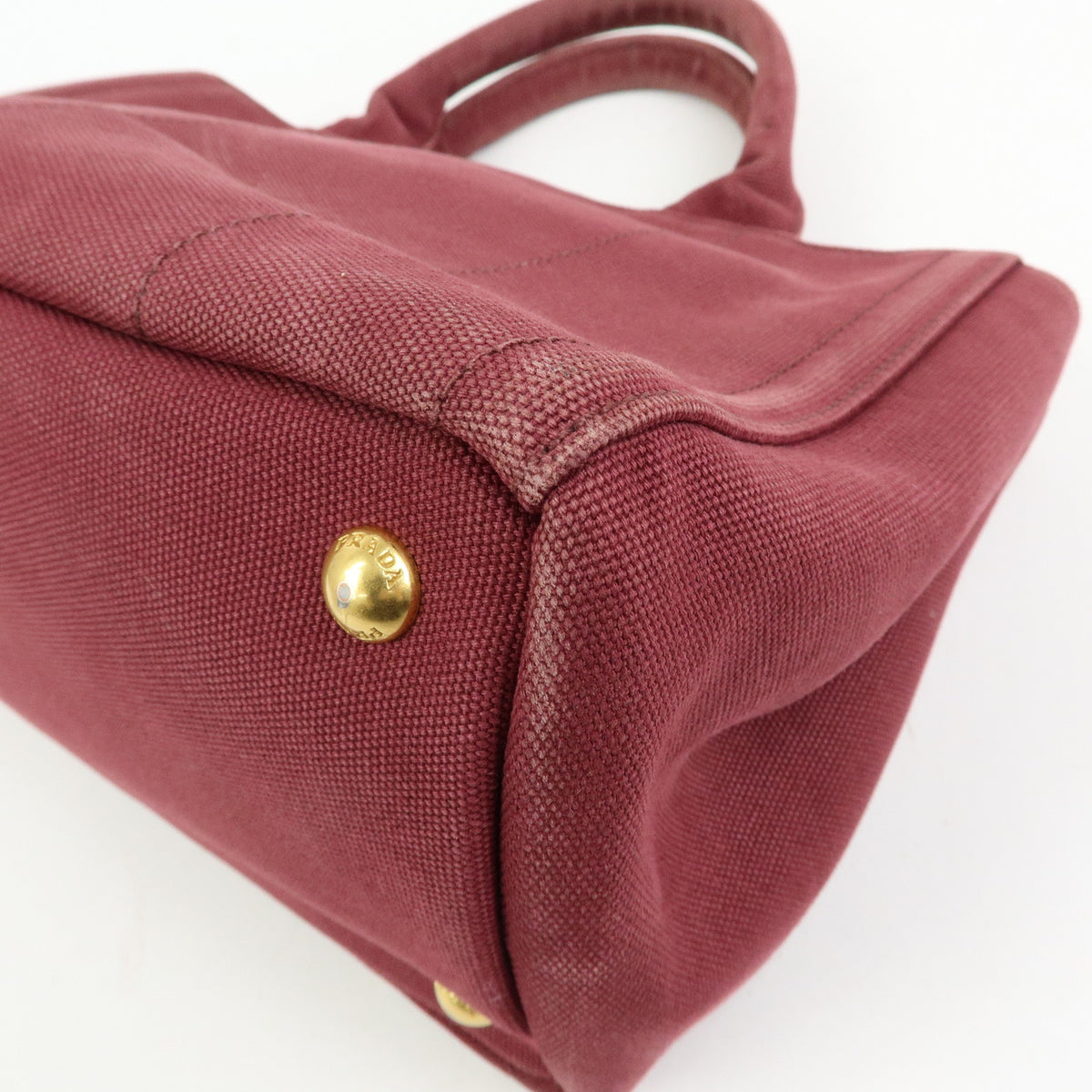 PRADA Triangle Logo Canapa Mini 2Way Tote Shoulder Bag Bordeaux B2439O