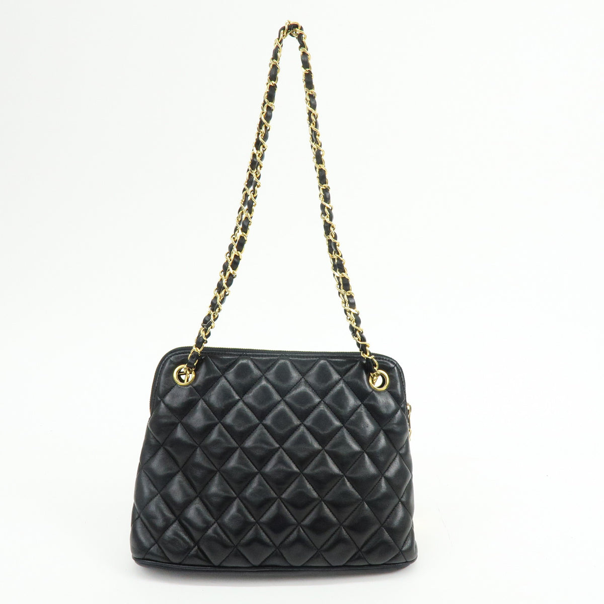 CHANEL Matelasse Lamb Skin Chain Shoulder Bag Hand Bag Black