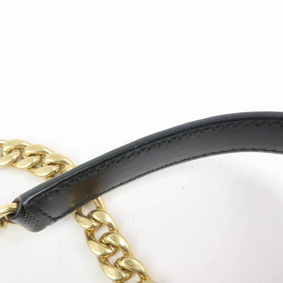 PRADA Logo Saffiano Nylon Leather Chain Shoulder Crossbody Bag Black