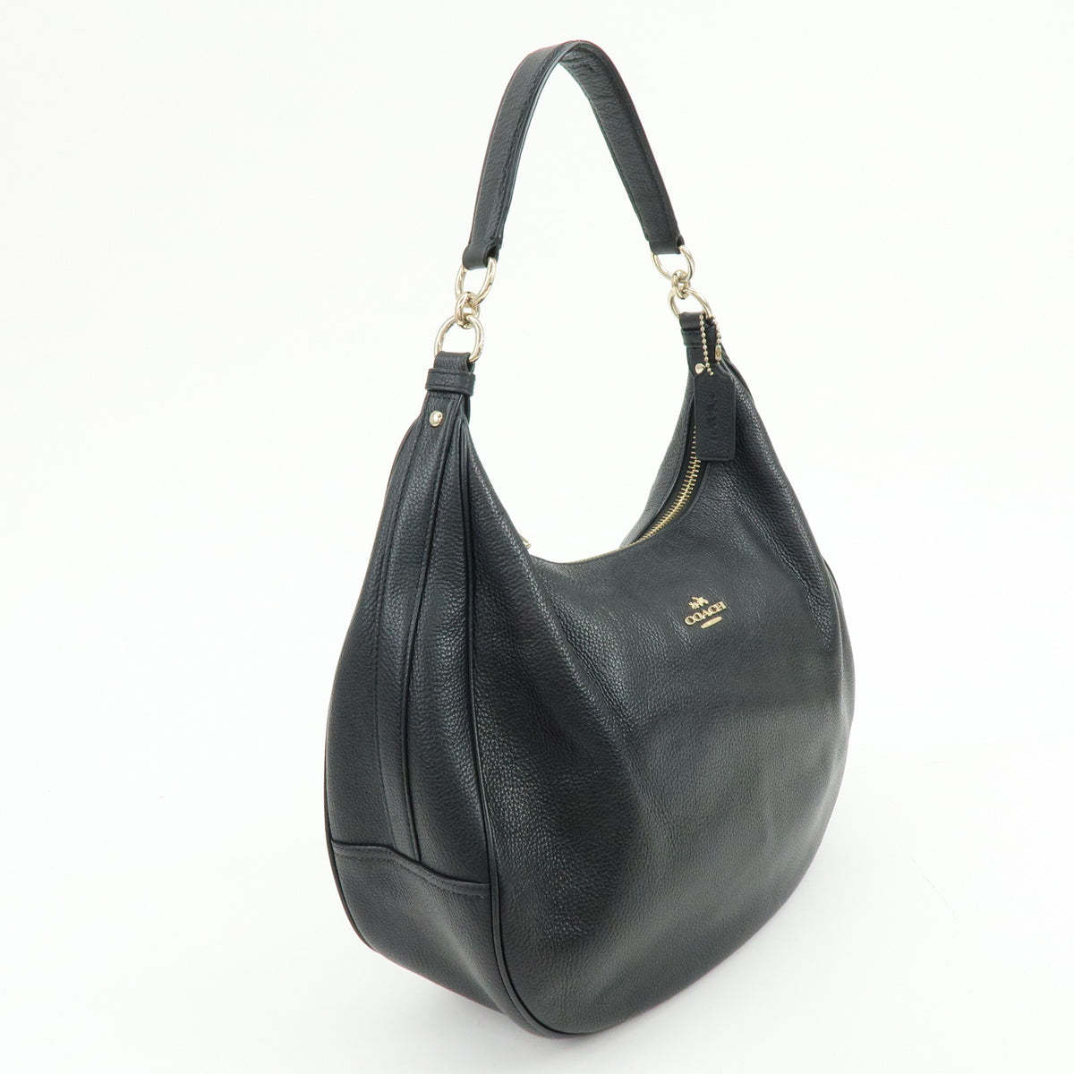 COACH Logo Leather 2Way Shoulder Bag Hand Bag Black