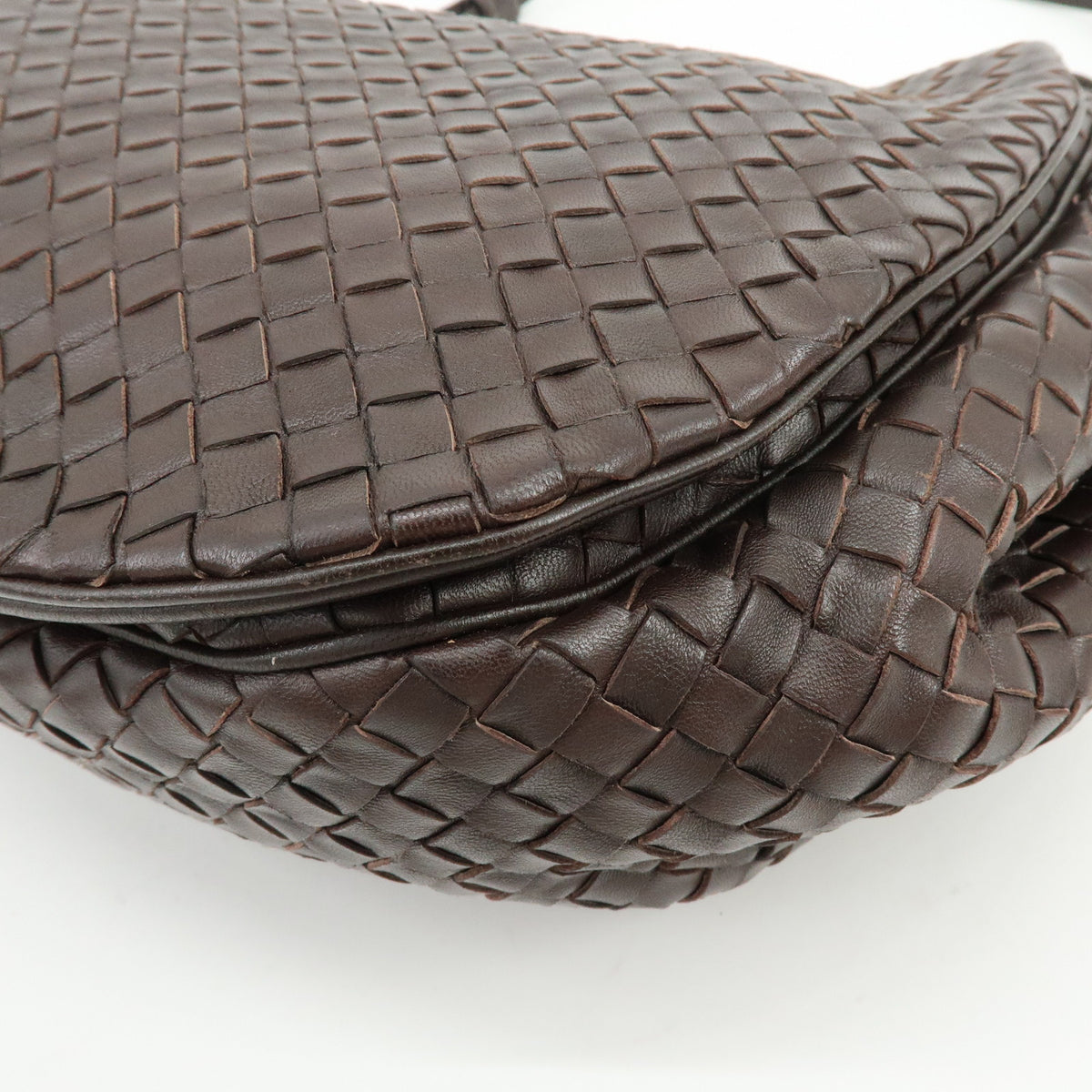 BOTTEGA VENETA Intrecciato Leather Shoulder Crossbody Bag Brown 245343