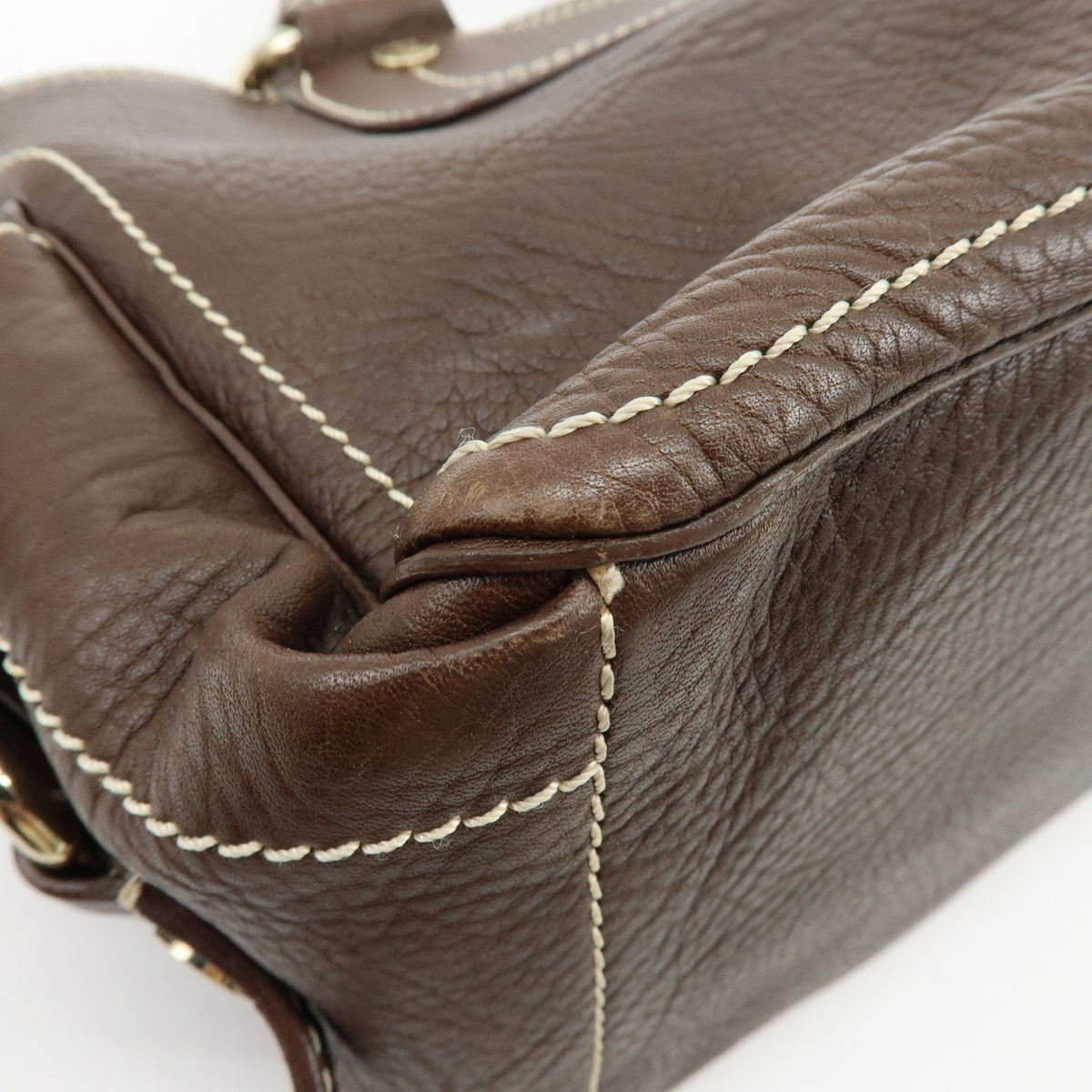 CELINE Boogie Bag Leather Hand Bag Brown