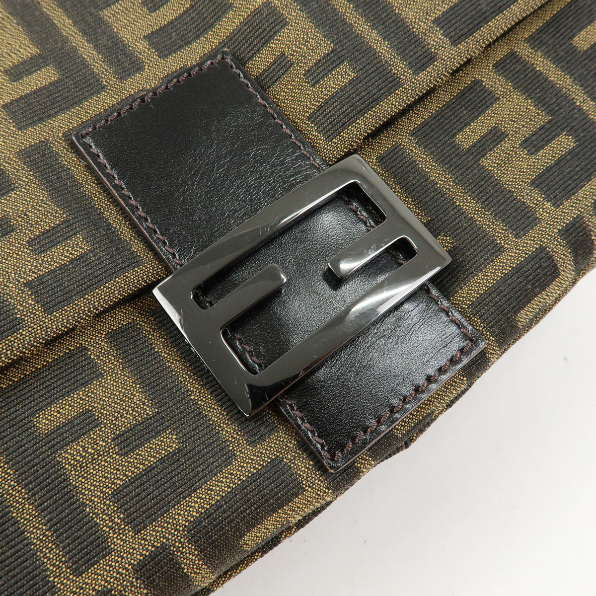 FENDI Zucca Mamma Baguette Jacquard Canvas Leather Shoulder Bag 8BR001