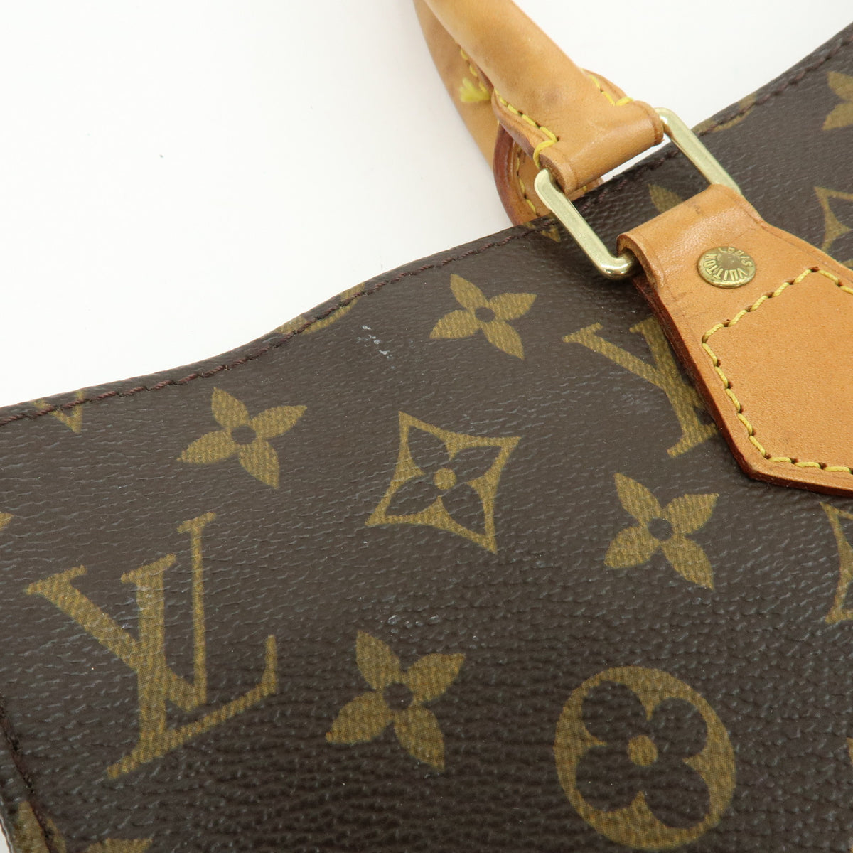 Louis Vuitton Monogram Sac Plat Leather Tote Bag Hand Bag Brown M51140