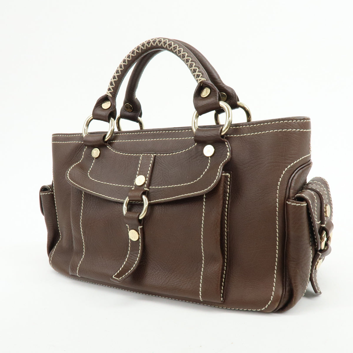 CELINE Boogie Bag Leather Hand Bag Brown