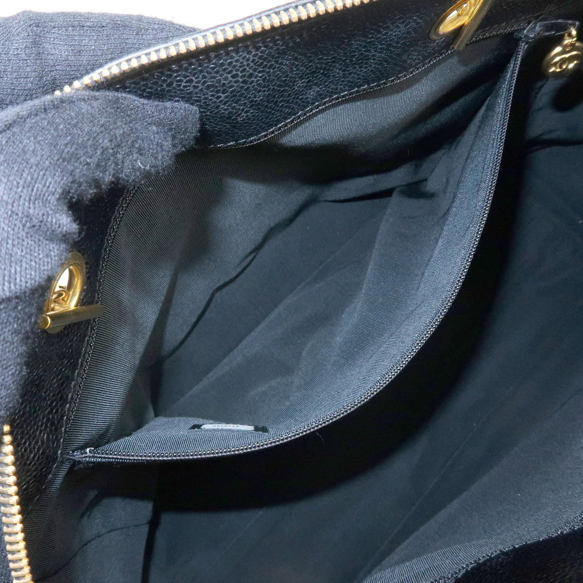 CHANEL COCO Mark Caviarskin Chain Shoulder Bag Tote Bag Black A10492