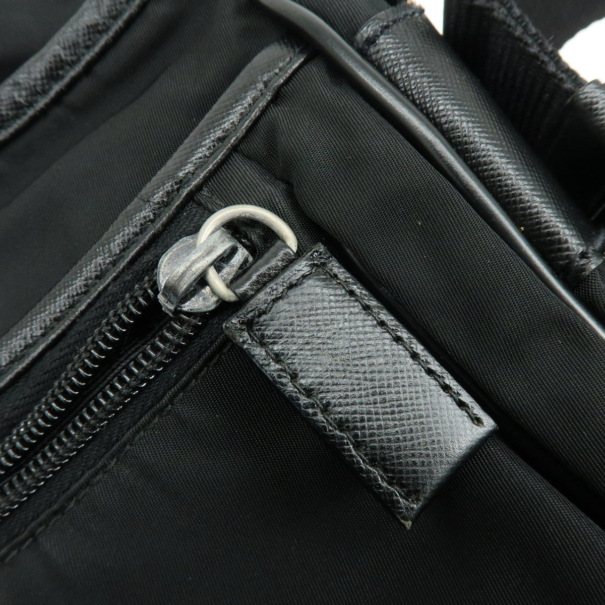 PRADA Triangle Logo Nylon Saffiano Leather Shoulder Bag Crossbody Bag