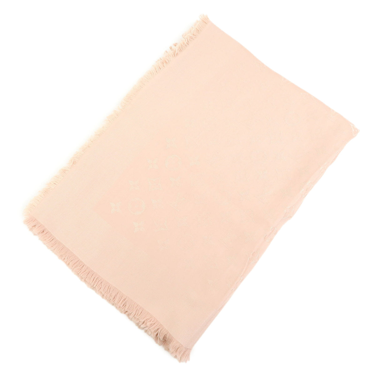 Louis Vuitton Monogram Silk Wool Shawl Scarf Rose Pink M72046