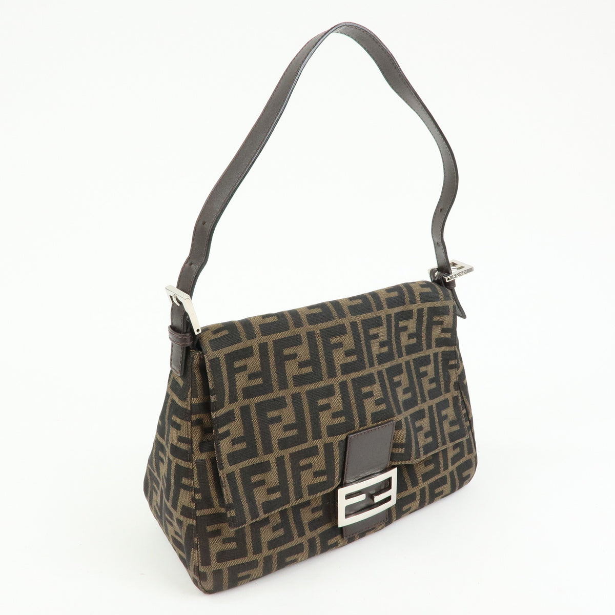 FENDI Zucca Mamma Baguette Canvas Leather Shoulder Bag Hand Bag 26325