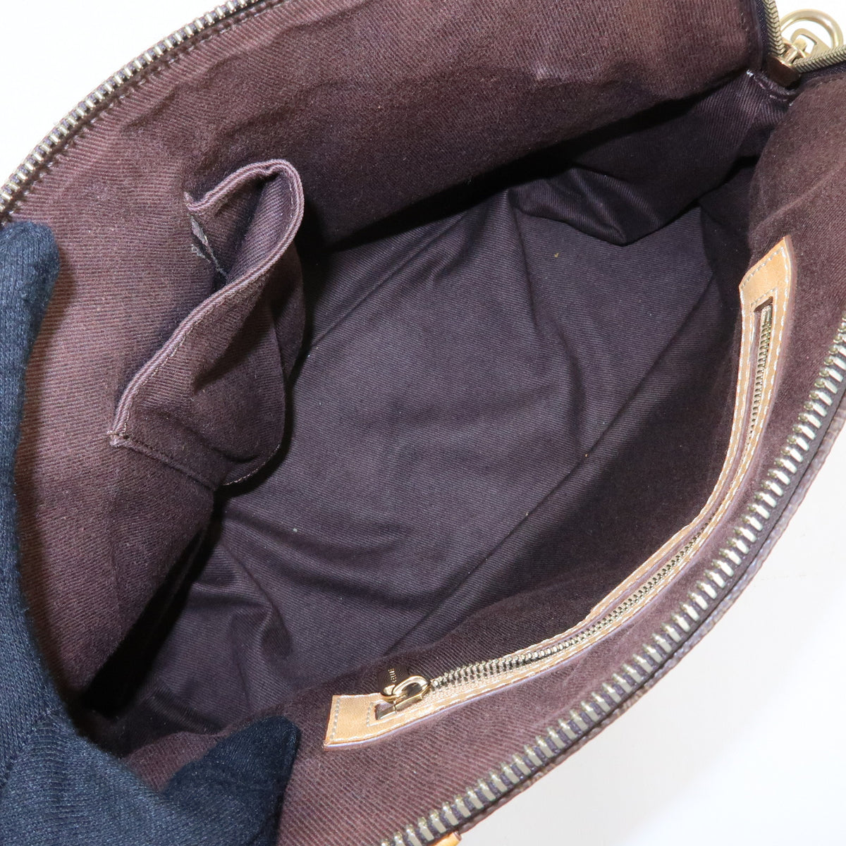 CELINE Macadam PVC Leather 2Way Bag Hand Bag Shoulder Bag Brown Beige