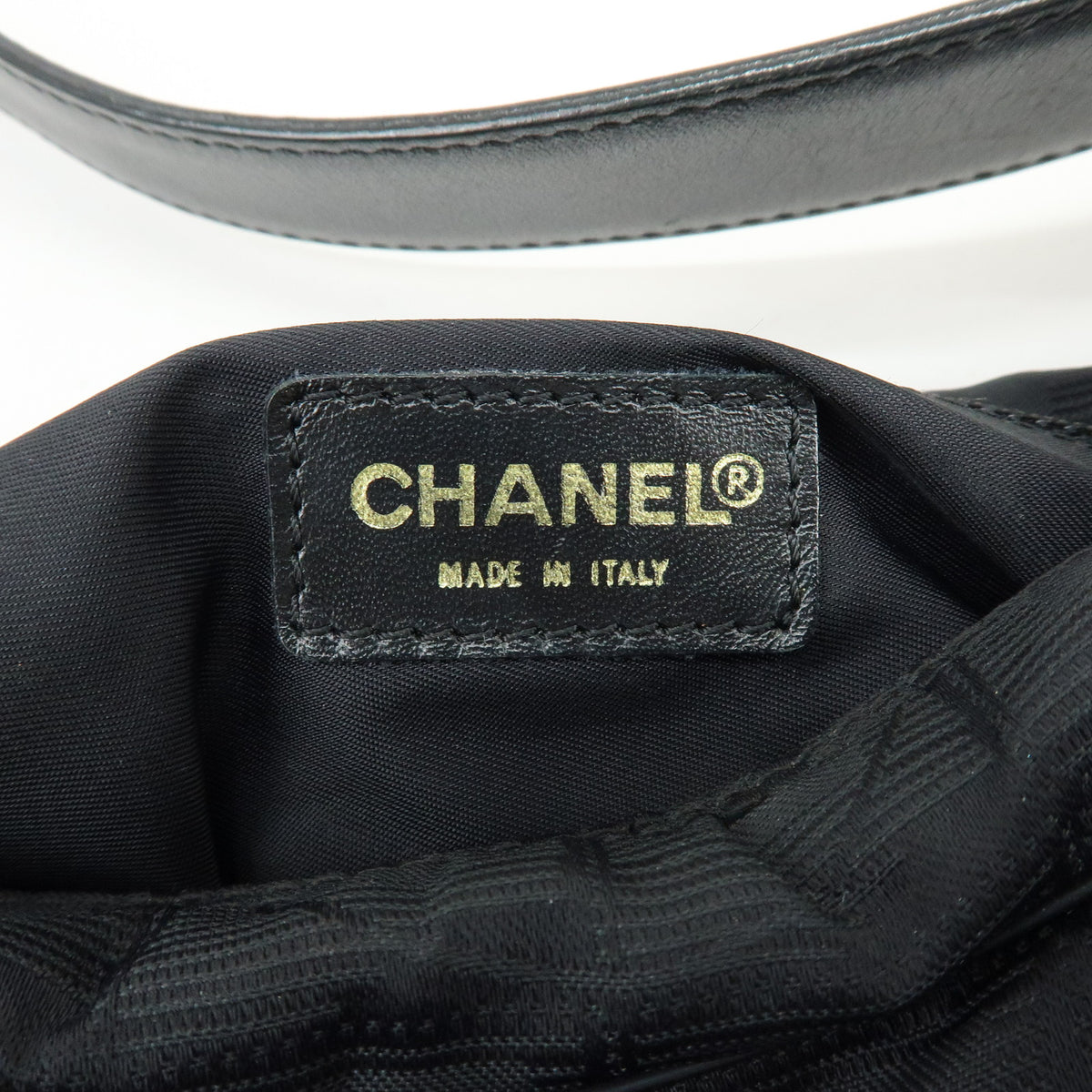 CHANEL New Travel Line Nylon Jacquard Leather Shoulder Bag Black