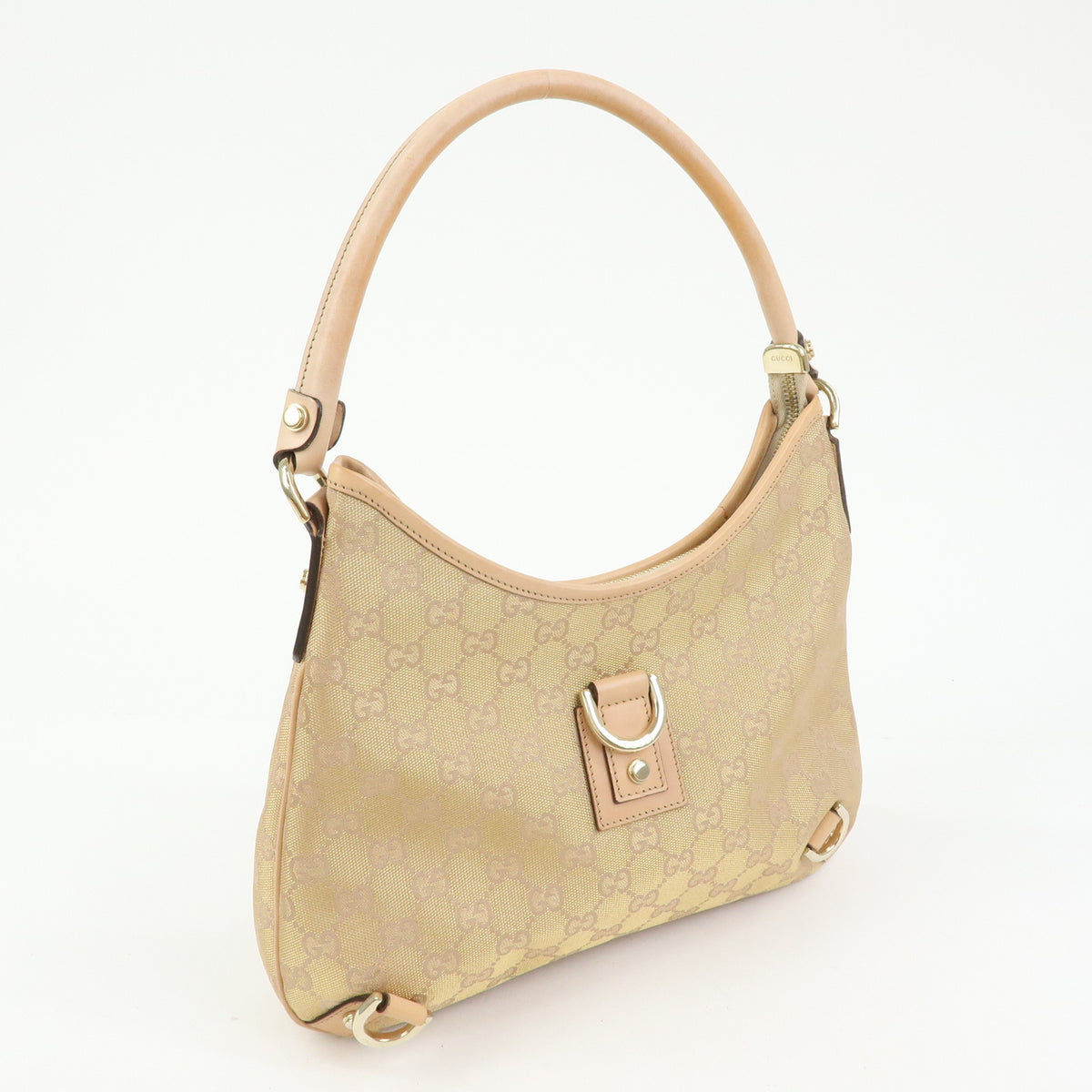 GUCCI Abbey Canvas Leather Shoulder Bag Hand Bag Pink Beige 130738