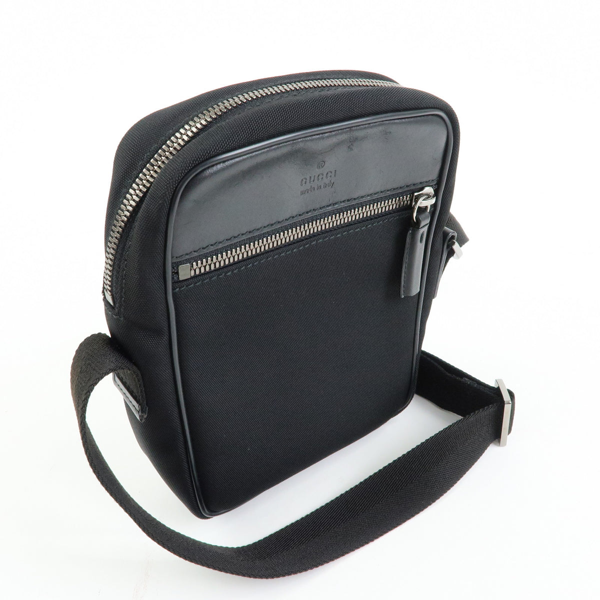 GUCCI Logo Canvas Leather Shoulder Bag Crossbody Bag Black 101680