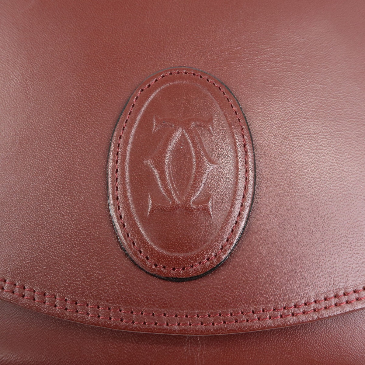 Cartier Must de Cartier Leather Clutch Bag Flat Pouch Bordeaux Wine Red