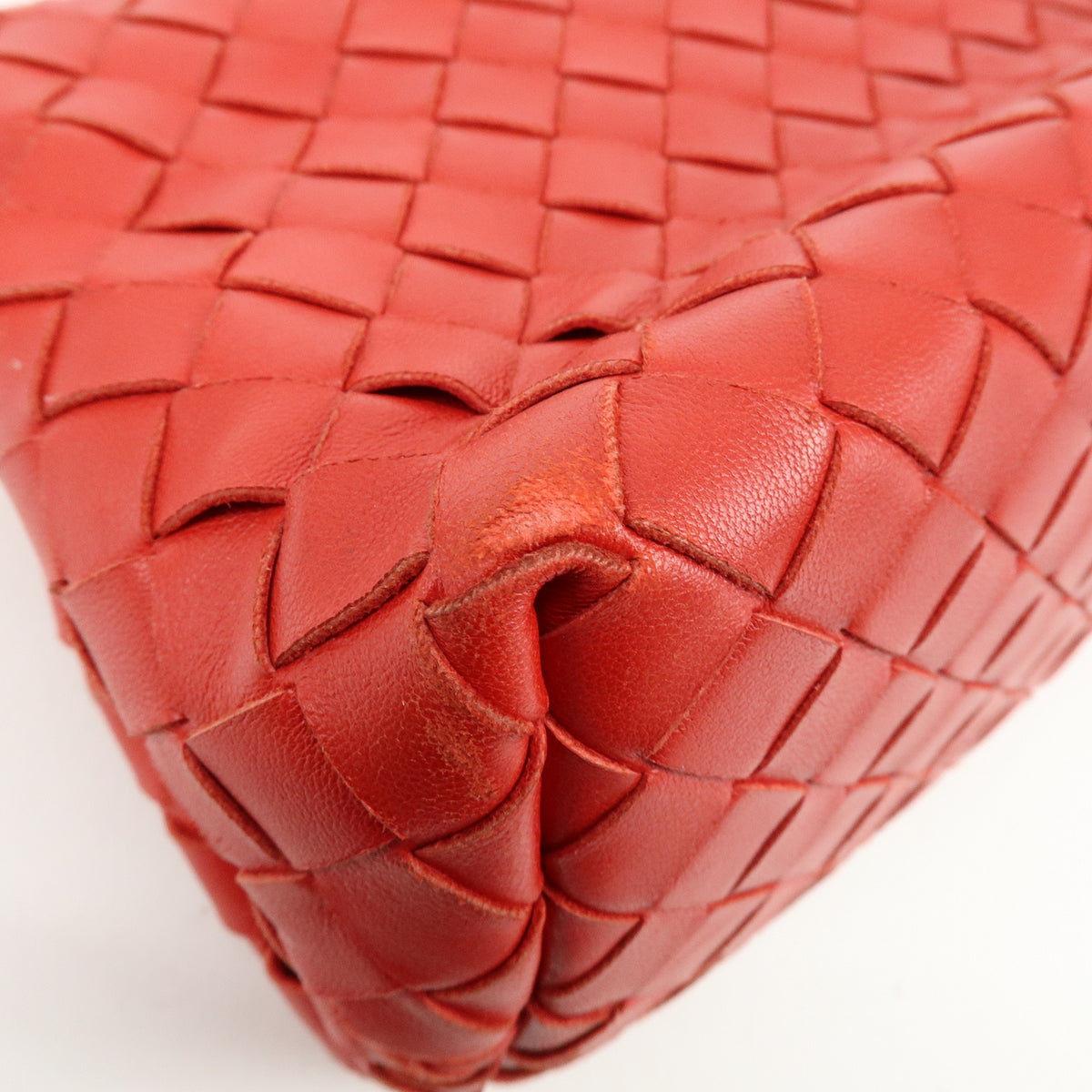 BOTTEGA VENETA Intrecciato Leather Shoulder Bag Crossbody Bag Red