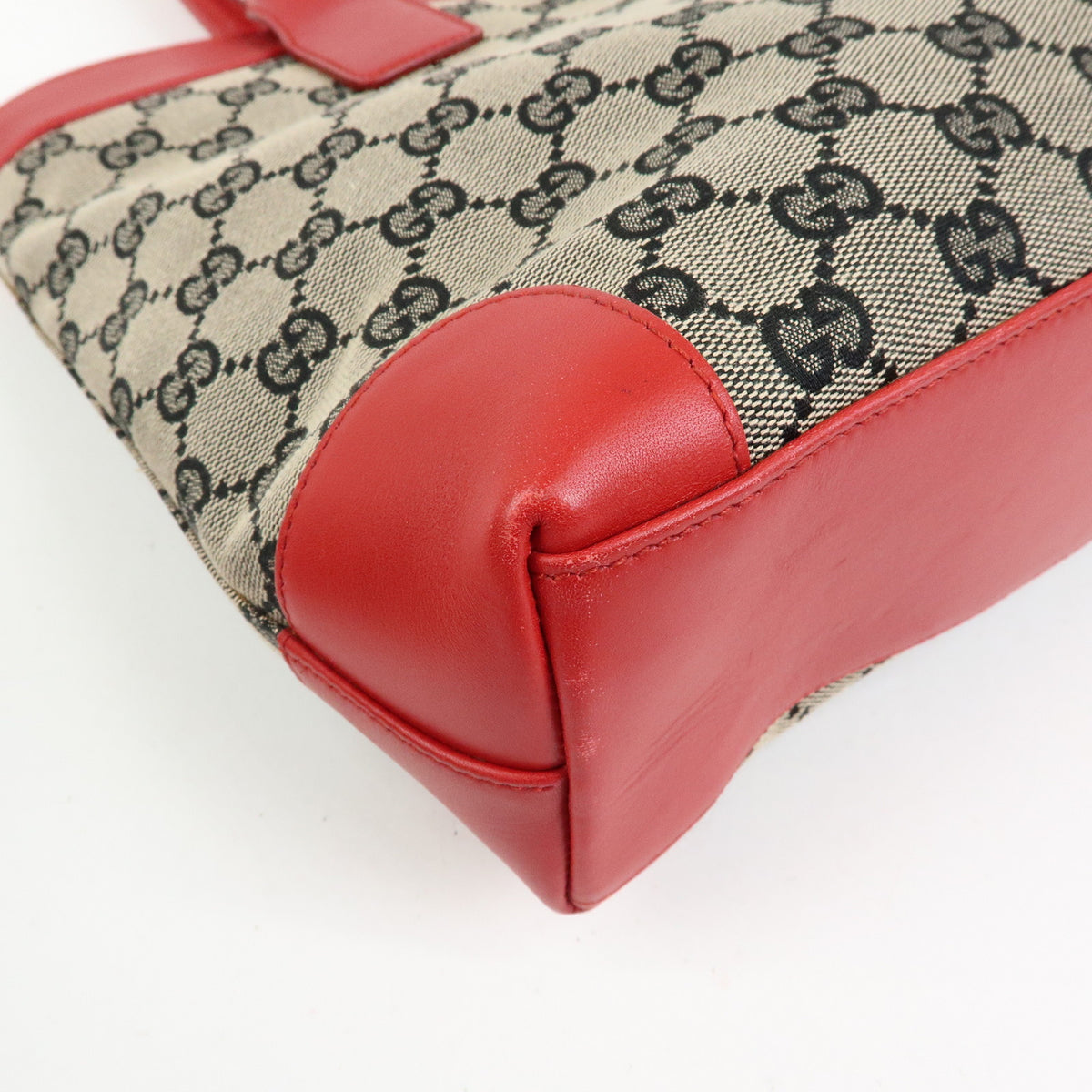 GUCCI GG Canvas Leather Tote Bag Hand Bag Beige Red 002・1119
