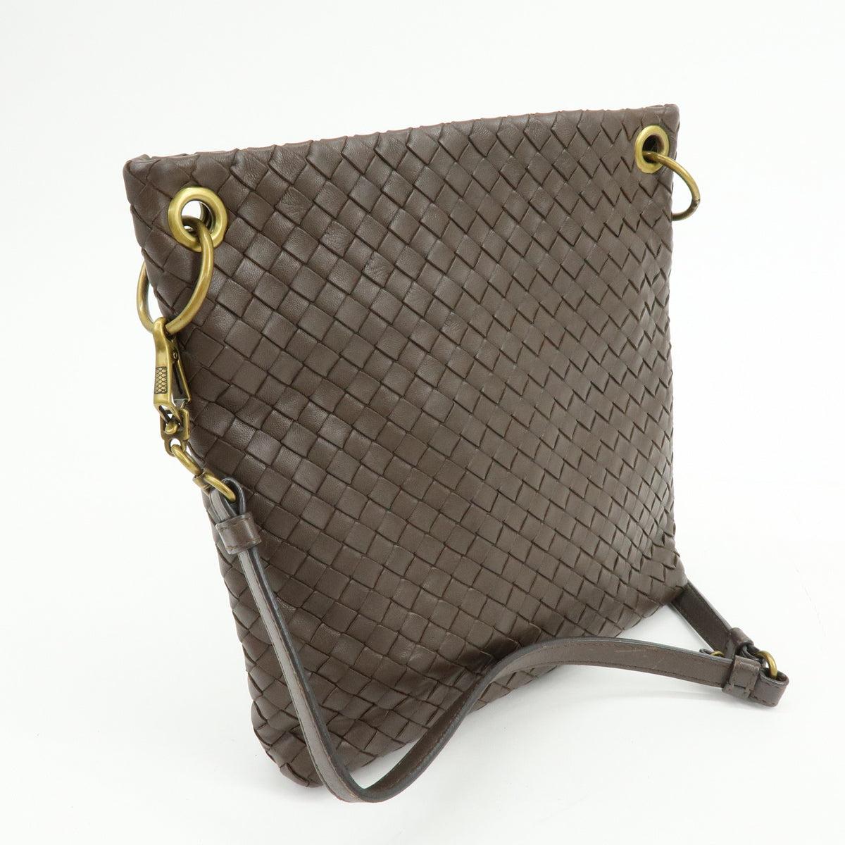 BOTTEGA VENETA Intrecciato Leather Shoulder Crossbody Bag Brown 179330