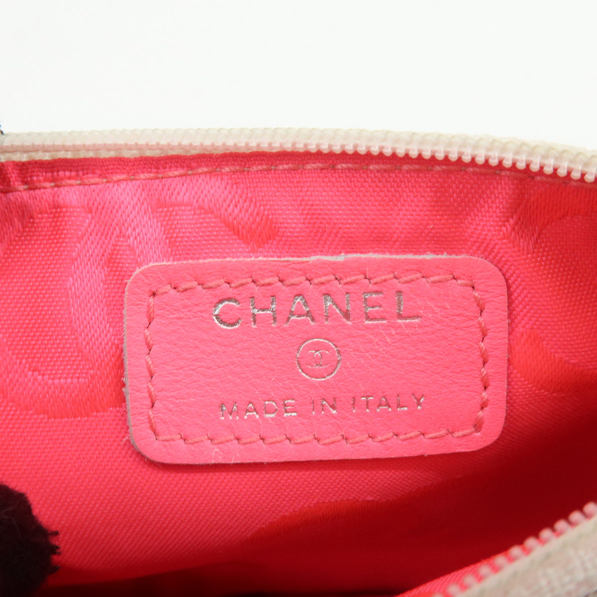 CHANEL COCO Mark Leather Cosmetic Pouch Flat Pouch White