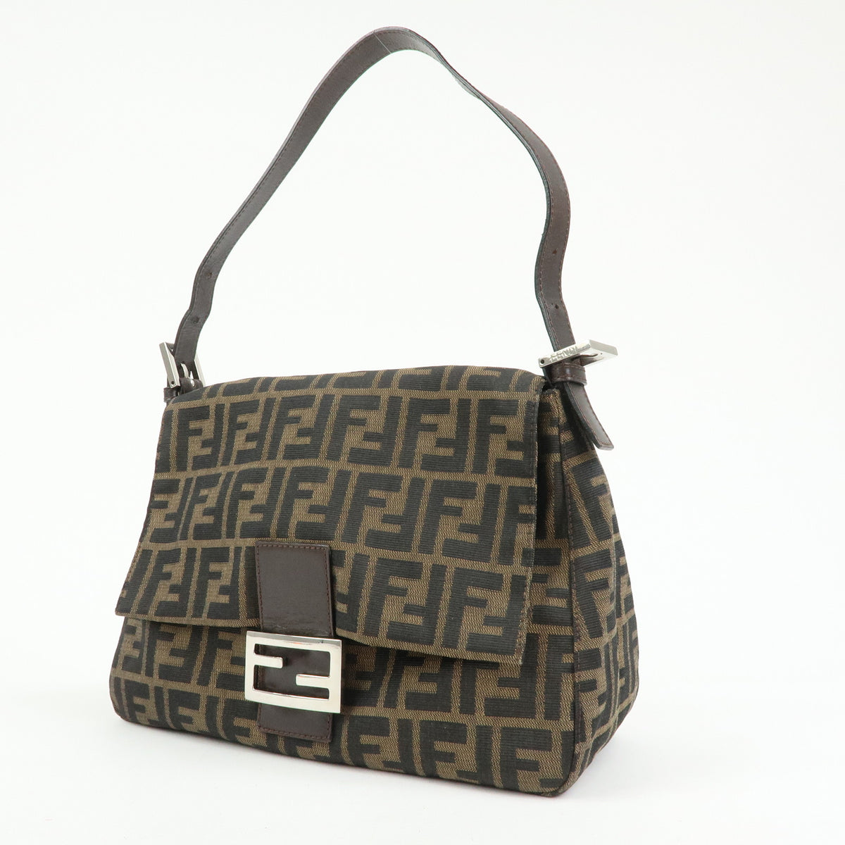 FENDI Zucca Mamma Baguette Canvas Leather Shoulder Bag Hand Bag 26325