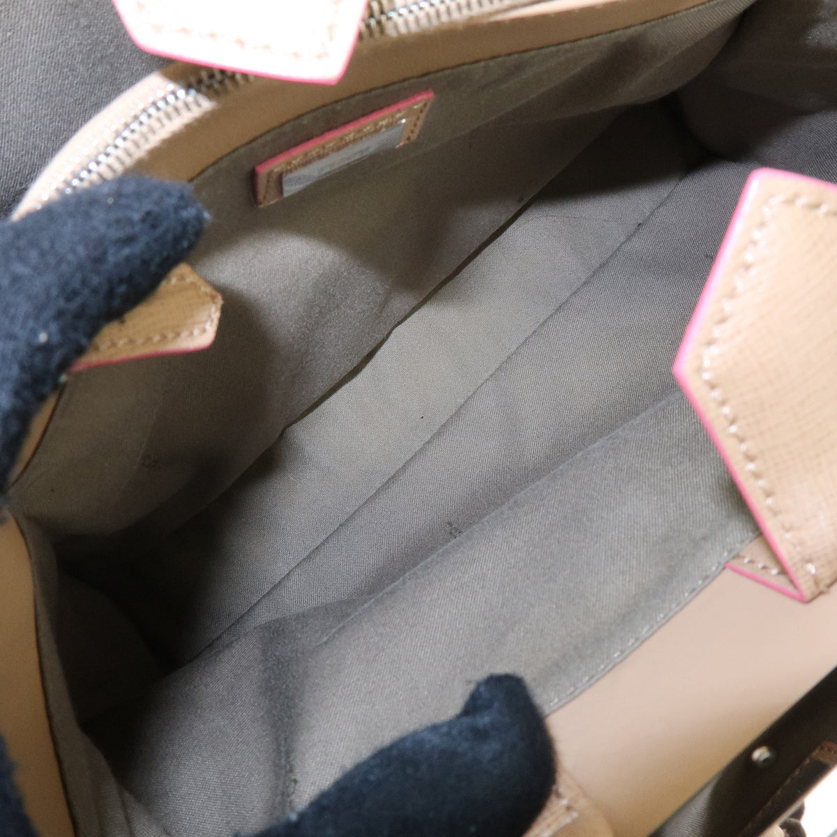 FENDI PETITE 2JOURS Calf Leather 2Way Bag Hand Bag Beige Pink 8BH253