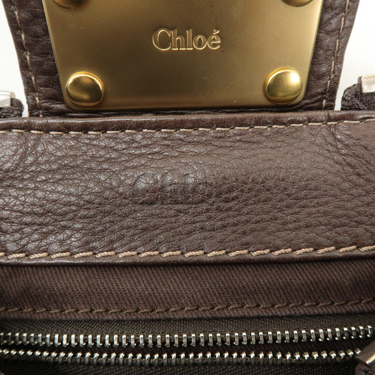 Chloe Paddington Leather Shoulder Bag Hand Bag Dark Brown