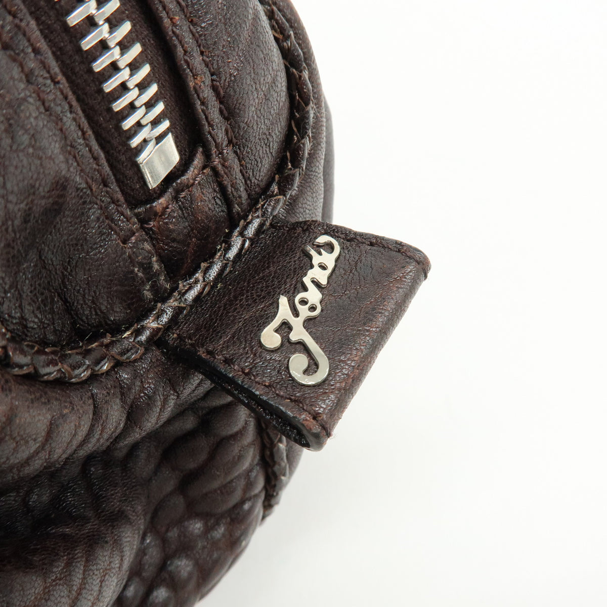FENDI Zucca Mini Spy Bag Leather Hand Bag Dark Brown 8BL078