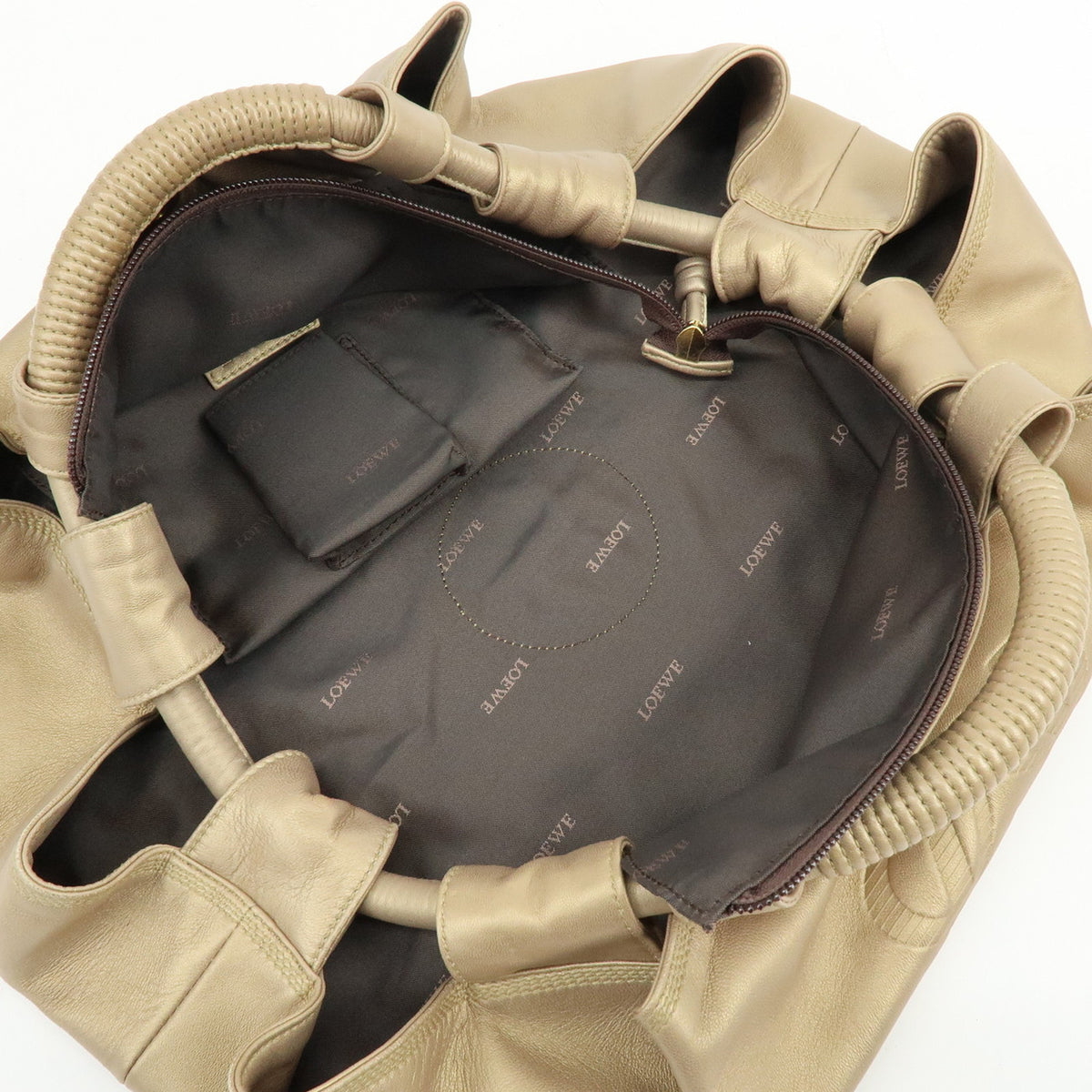 LOEWE Anagram Nappa Aire Leather Hand Bag Tote Bag Gold