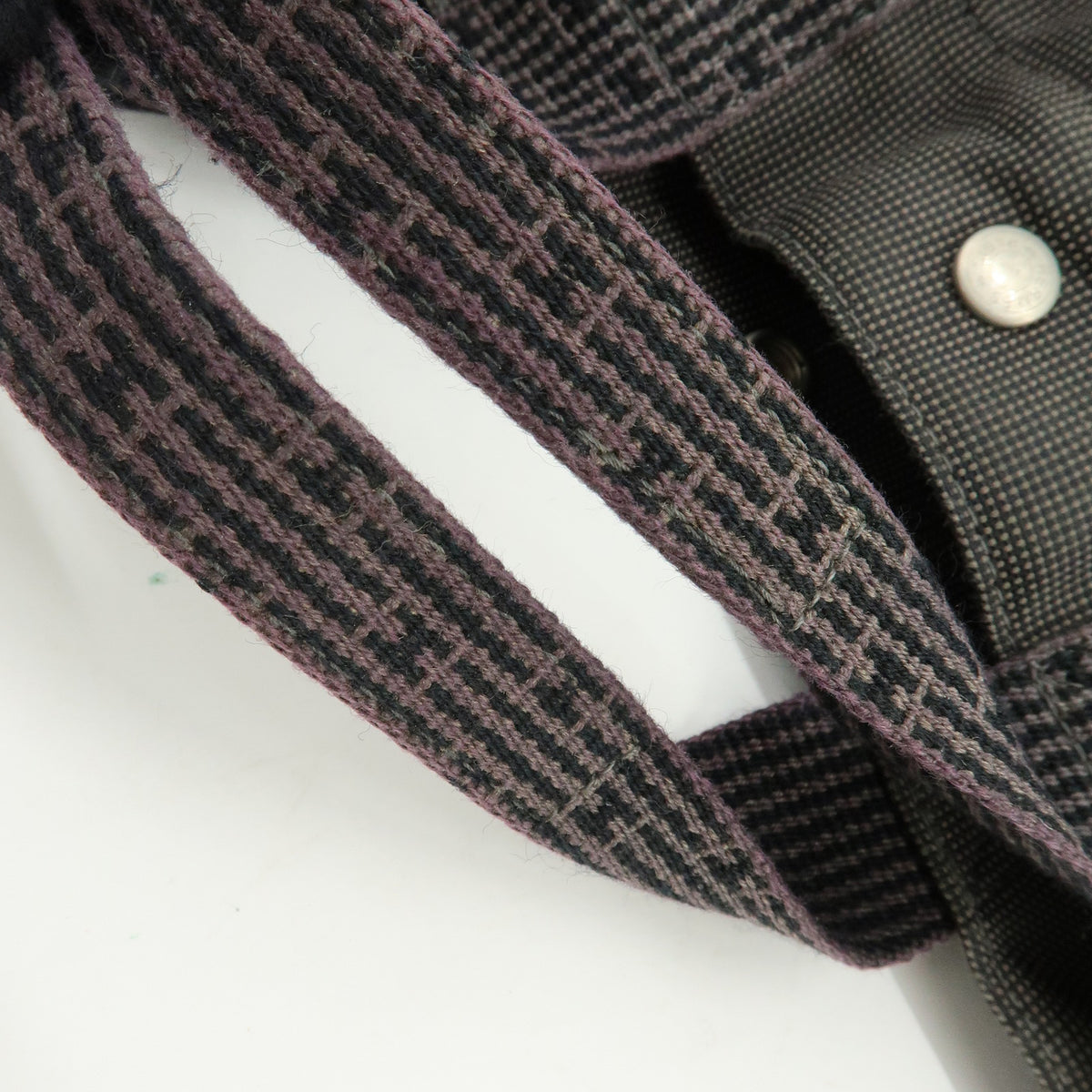 HERMES Her Line MM Canvas Hand Bag Tote Bag Gray Black