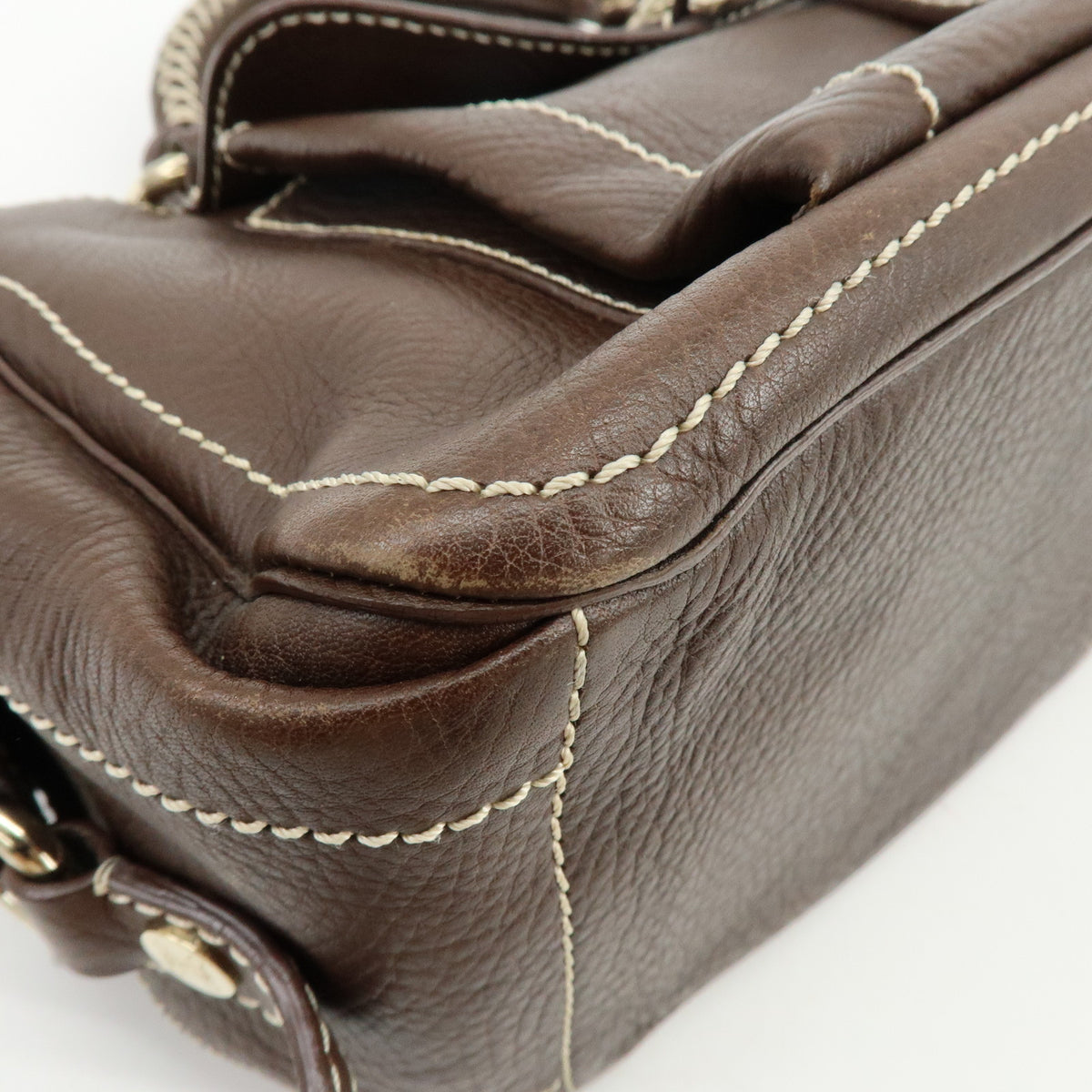 CELINE Boogie Bag Leather Hand Bag Brown