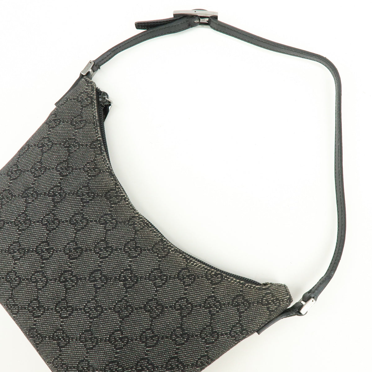 GUCCI GG Denim Leather Hand Bag Shoulder Bag Black 32160