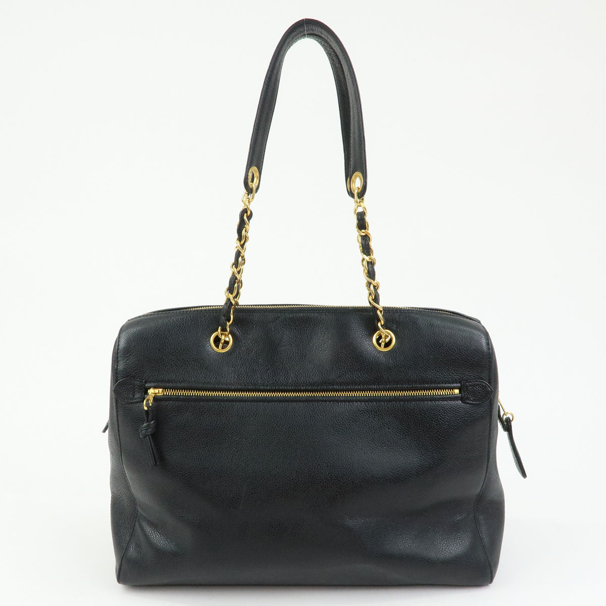 CHANEL COCO Mark Caviarskin Chain Shoulder Bag Tote Bag Black A10492