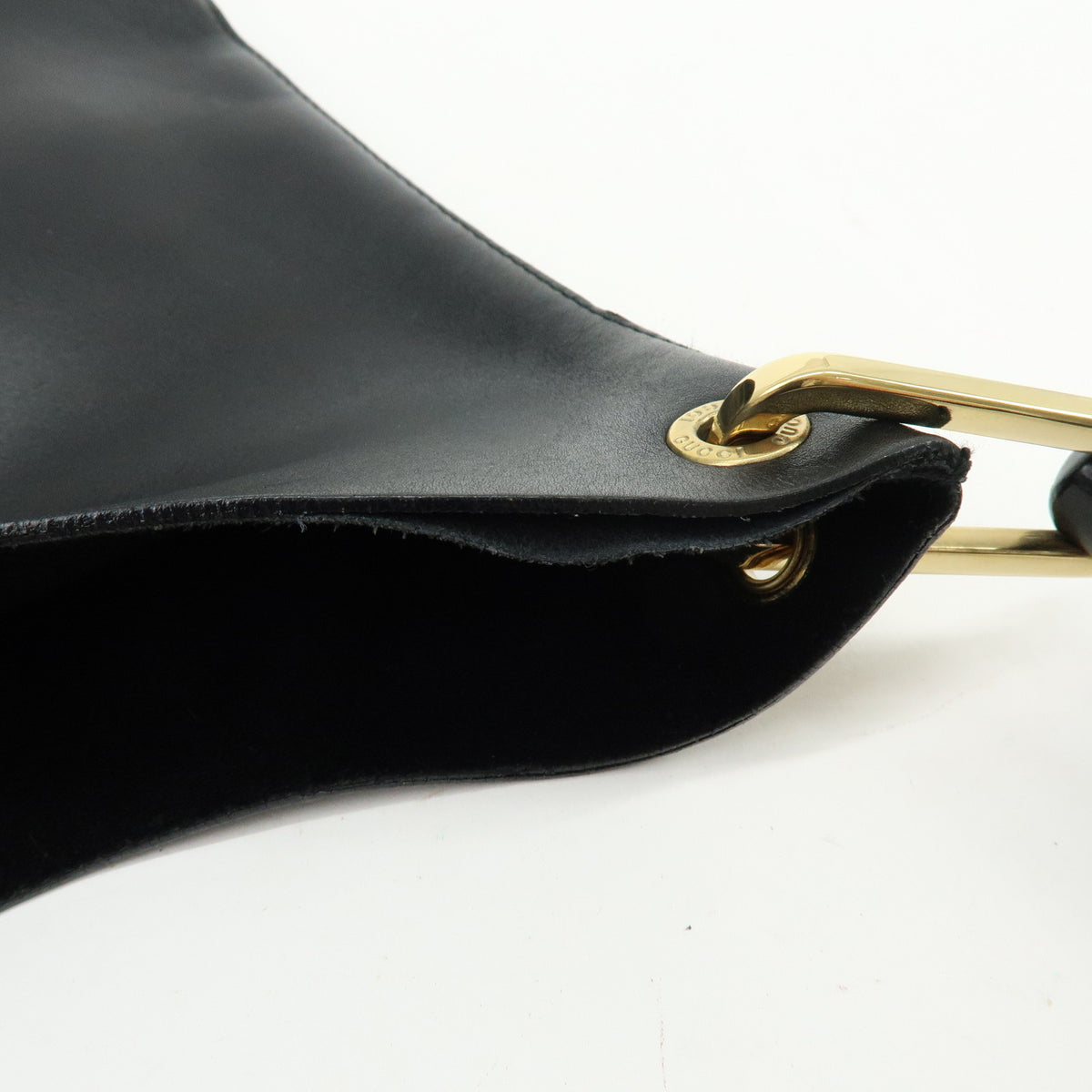 GUCCI Bamboo Leather Shoulder Bag Hand Bag Black 001・2058