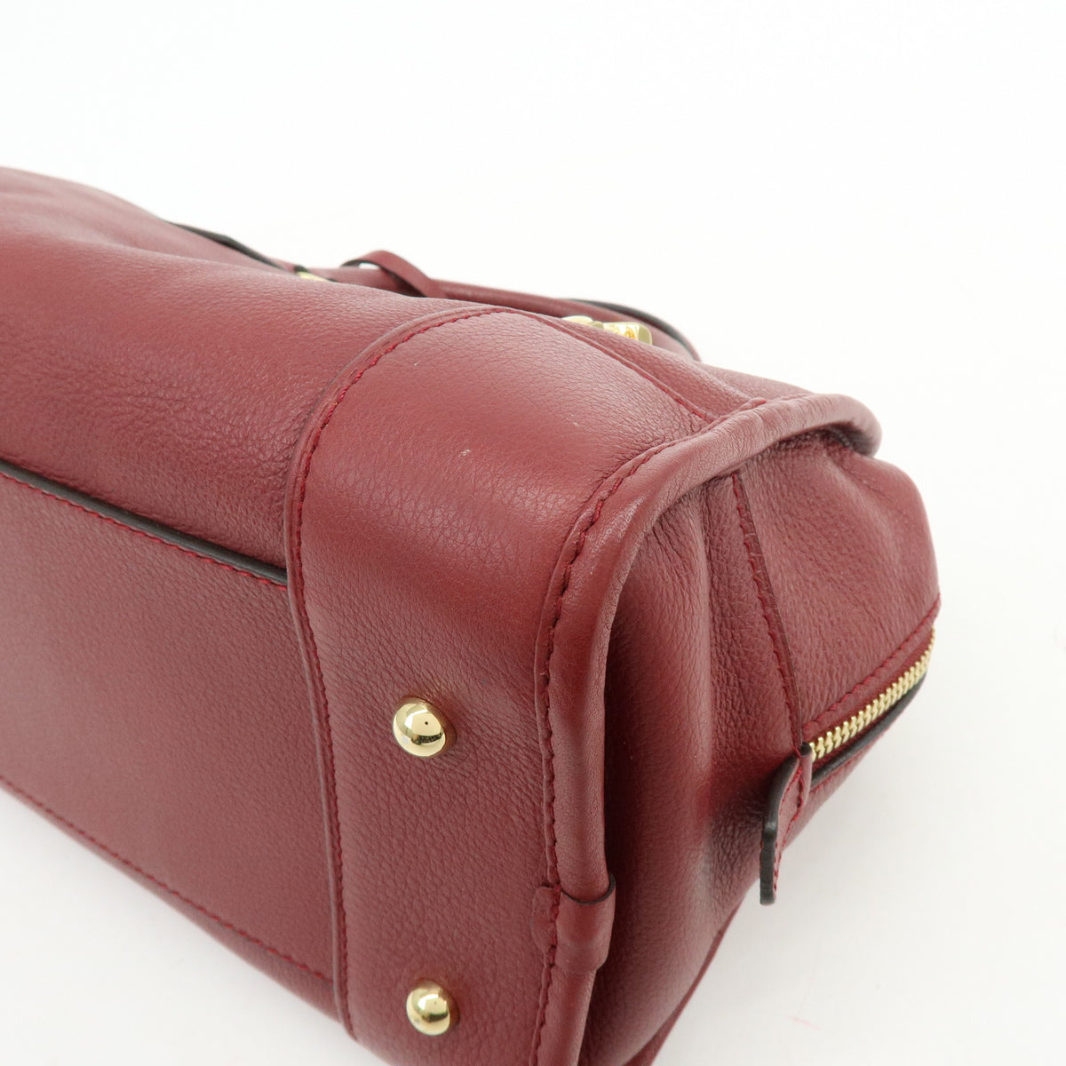 LOEWE Anagram Amazona 28 Leather Hand Bag Boston Bag Wine Red