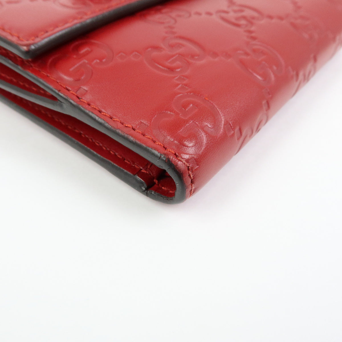 GUCCI Guccissima Leather Bi-fold Compact Wallet Red 406925