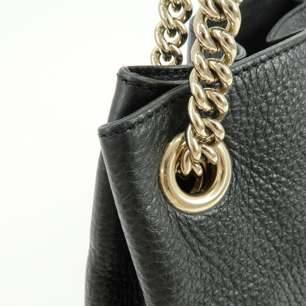 GUCCI SOHO Interlocking G Leather Chain Shoulder Bag Black 308982
