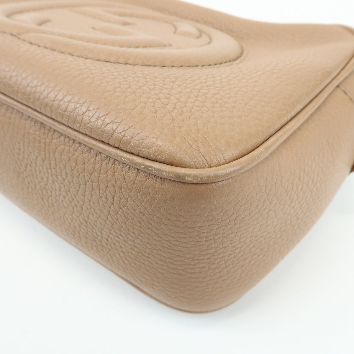 GUCCI SOHO Interlocking G Leather Shoulder Bag Pink Beige 308364