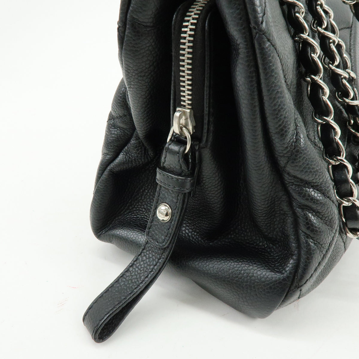 CHANEL Matelasse COCO Mark Caviarskin Chain Shoulder Bag Tote Bag Black