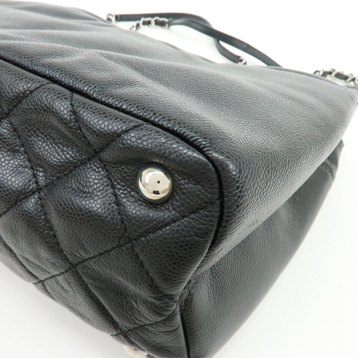CHANEL COCO Mark Caviarskin Chain Shoulder Bag Black Silver