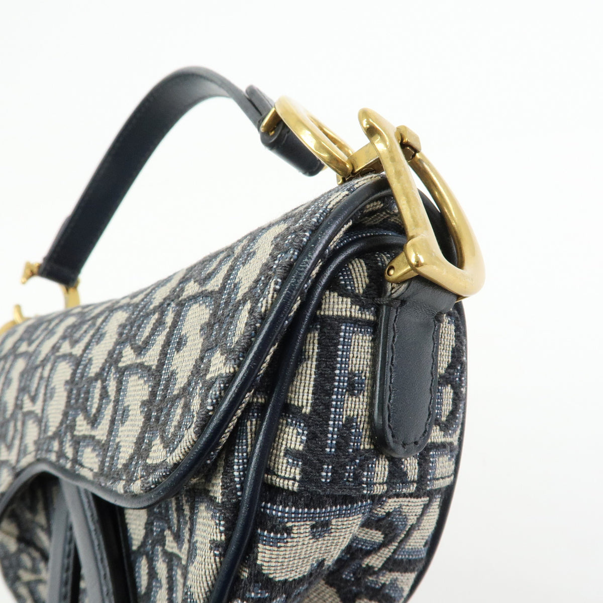 Christian Dior Trotter Saddle Jacquard Canvas Leather 2Way Bag Hand Bag