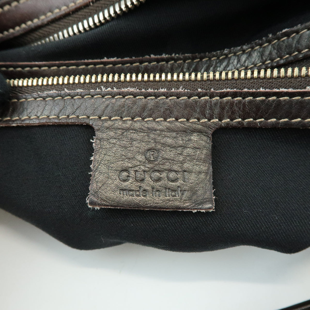 GUCCI Bamboo Horsebit Canvas Leather Shoulder Bag Dark Brown 154378