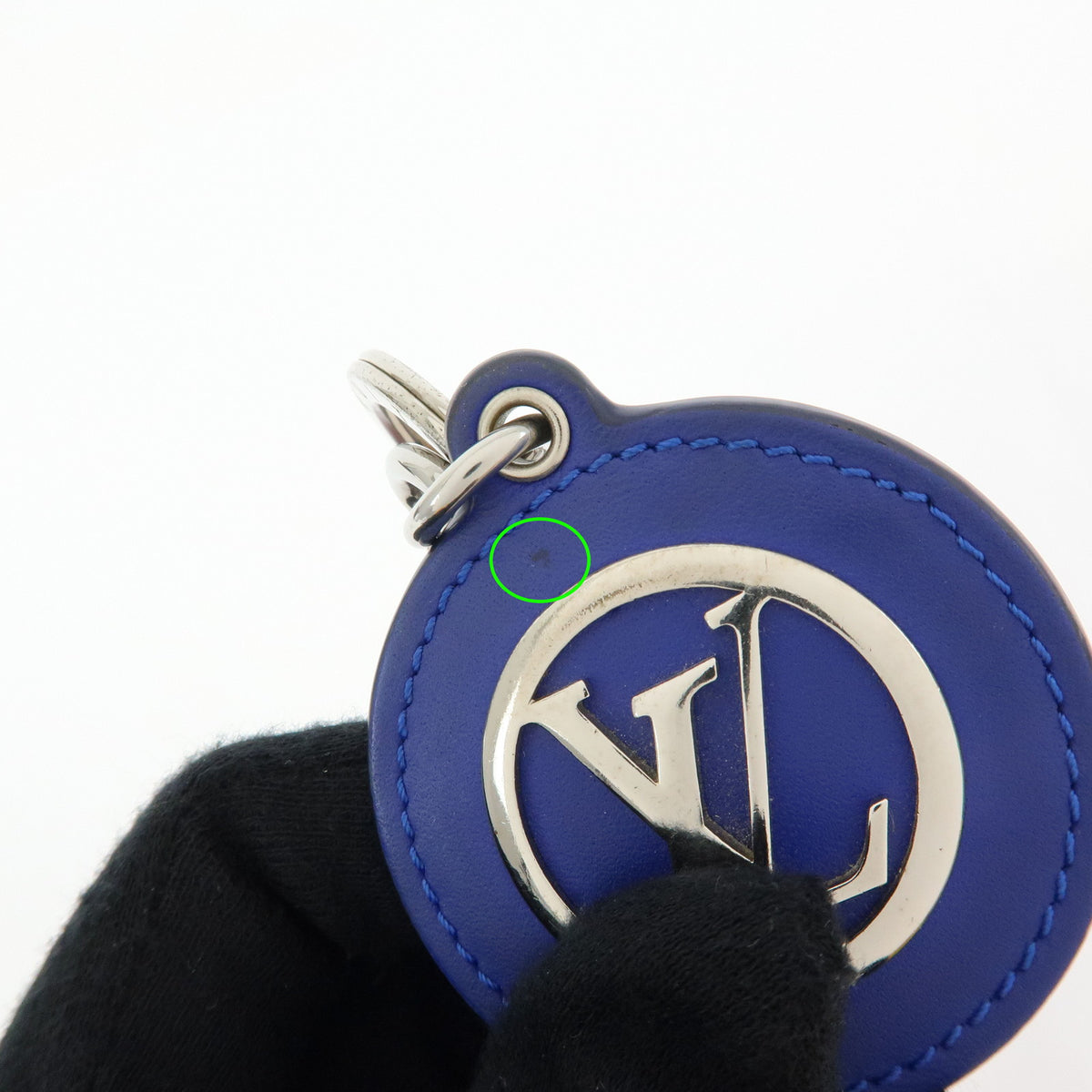 Louis Vuitton Porte Cles Padded Circle Leather Key Chain Blue M00744