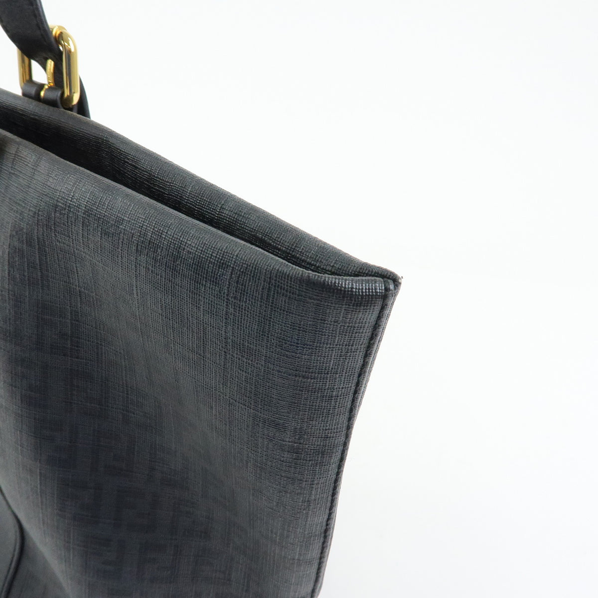FENDI Zucchino PVC Leather Tote Bag Shoulder Bag Black 8BH215
