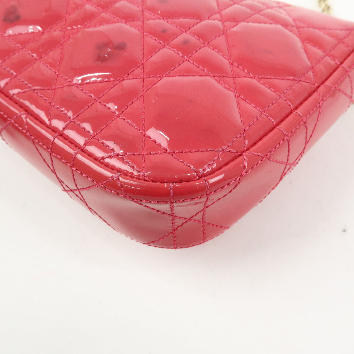 Christian Dior New Lock Cannage Patent Leather Chain Shoulder Bag Pink