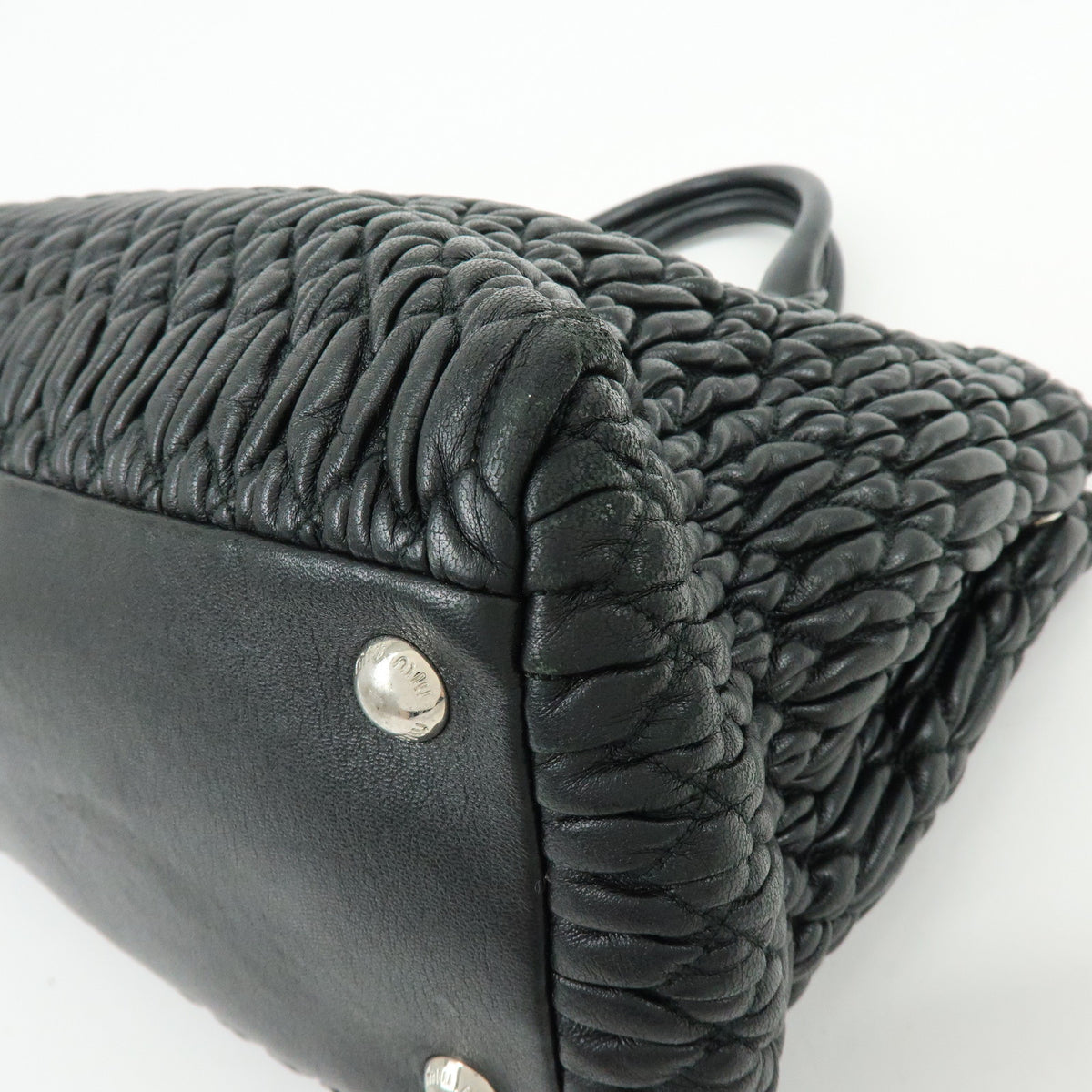 MIU MIU Matelasse Leataher 2Way Bag Hand Bag Shoulder Bag Black